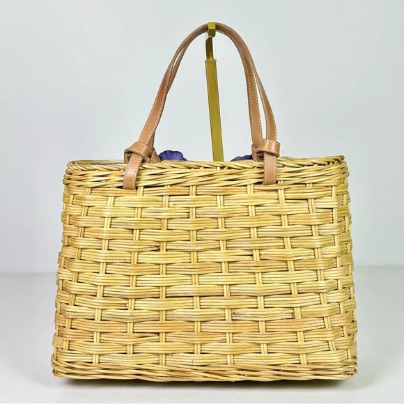 Kate Spade New York Straw Bag with Leather Top Handles NEW - Picture 6 of 10